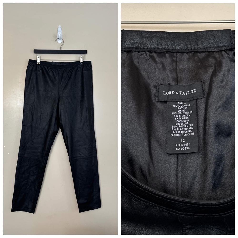 LORD & TAYLOR - Genuine Leather Pull-on Slim Legging Pants. Size: 12.